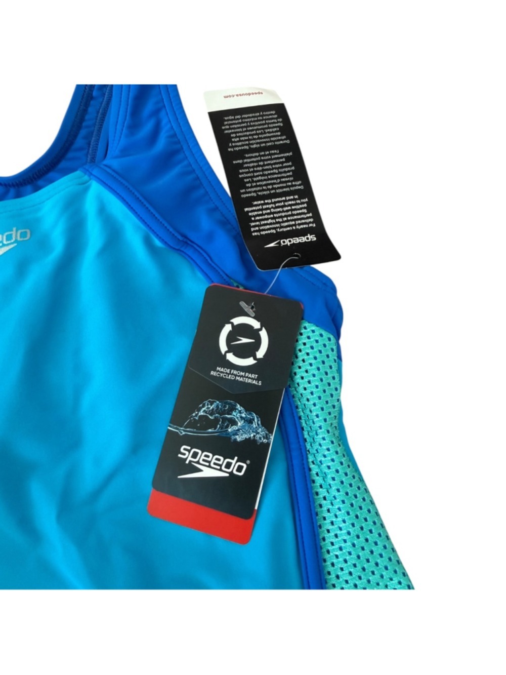Speedo Girls One-Piece Swimsuit Blue Aqua Mesh Size 10 NWT 8-7714001462 - Picture 5 of 6